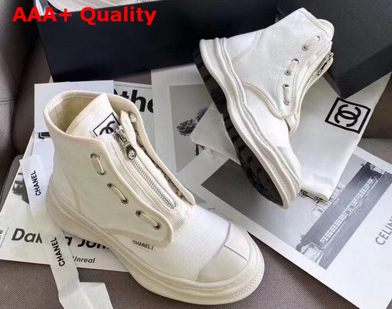 Chanel High Top Sneaker in White Canvas Replica