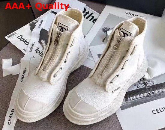 Chanel High Top Sneaker in White Canvas Replica