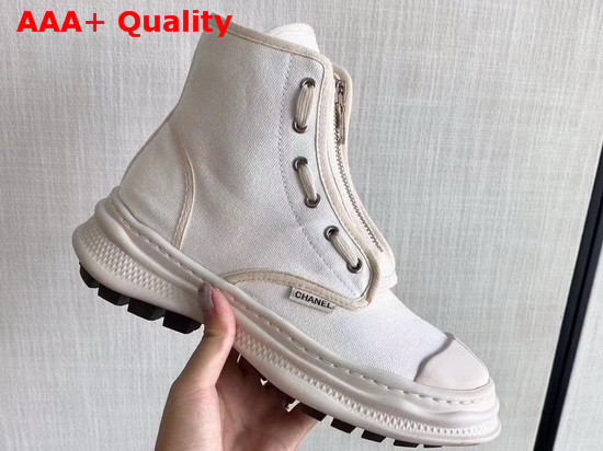 Chanel High Top Sneaker in White Canvas Replica