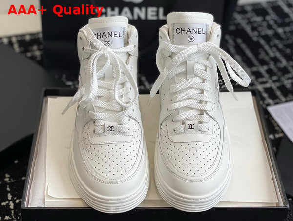 Chanel High Top Sneaker in White Perforated Calfskin G45080 Replica