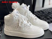 Chanel High Top Sneaker in White Perforated Calfskin G45080 Replica