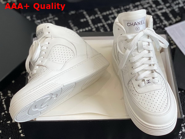 Chanel High Top Sneaker in White Perforated Calfskin G45080 Replica