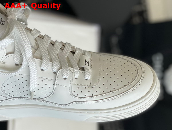 Chanel High Top Sneaker in White Perforated Calfskin G45080 Replica