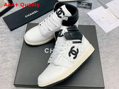 Chanel High Top Sneaker in White and Black Calfskin Replica