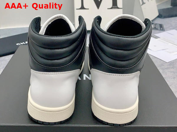 Chanel High Top Sneaker in White and Black Calfskin Replica