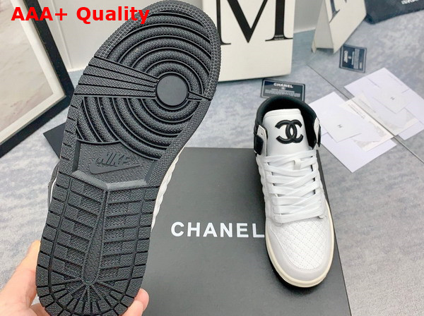 Chanel High Top Sneaker in White and Black Calfskin Replica