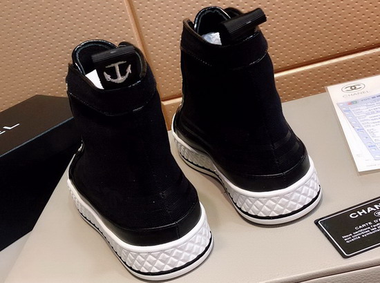 Chanel High Top Sneakers Black Fabric and Lambskin G34222