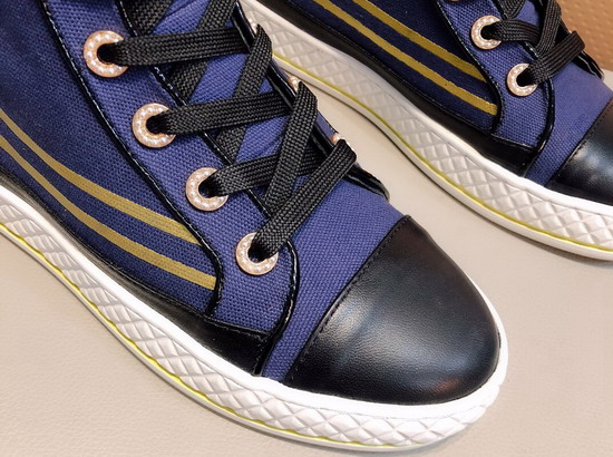 Chanel High Top Sneakers Fabric and Lambskin Navy Blue and Black G34222