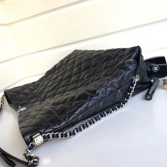 Chanel Hobo Bag Black Crumpled Calfskin