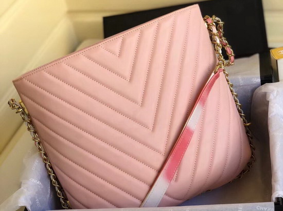 Chanel Hobo Bag Pink Chevron Lambskin