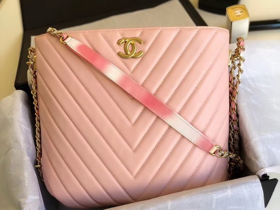 Chanel Hobo Bag Pink Chevron Lambskin