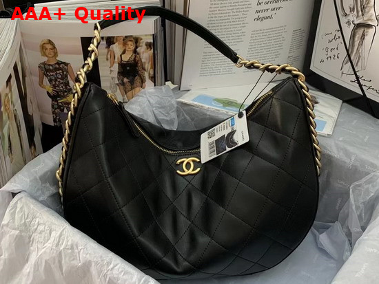 Chanel Hobo Bag in Black Lambskin Replica