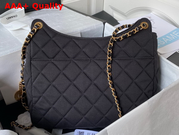 Chanel Hobo Bag in Black Wool Jersey Replica