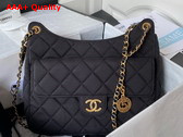 Chanel Hobo Bag in Black Wool Jersey Replica