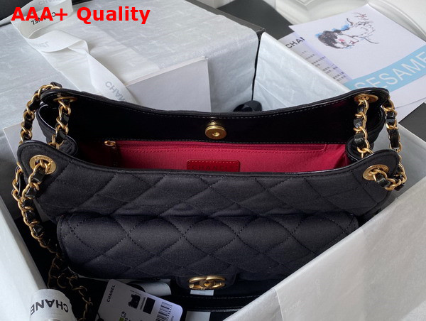 Chanel Hobo Bag in Black Wool Jersey Replica