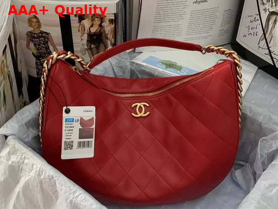 Chanel Hobo Bag in Red Lambskin Replica