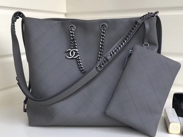 Chanel Hobo Handbag Black Calfskin Ruthenium Tone Metal For Sale