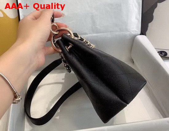 Chanel Hobo Handbag Black Grained Calfskin Replica