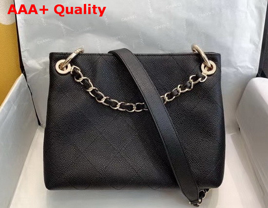 Chanel Hobo Handbag Black Grained Calfskin Replica