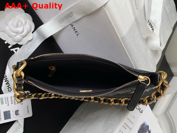 Chanel Hobo Handbag Black Shiny Crumpled Lambskin Gold Tone Metal As4378 Replica