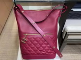 Chanel Hobo Handbag Burgundy Grained Calfskin