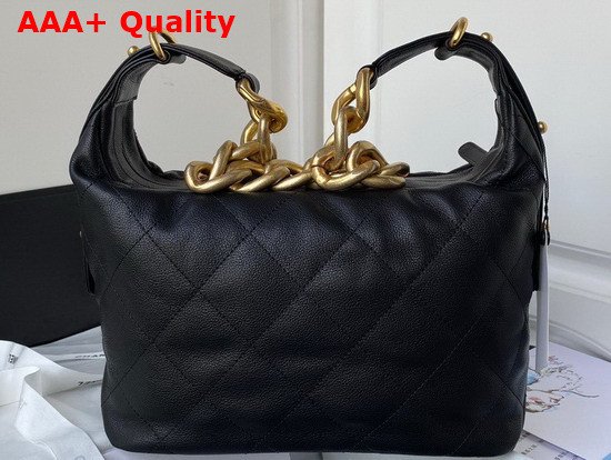 Chanel Hobo Handbag Calfskin Gold Tone Metal Black Ref AS2910 Replica