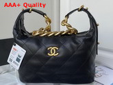 Chanel Hobo Handbag Calfskin Gold Tone Metal Black Ref AS2910 Replica