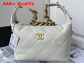 Chanel Hobo Handbag Calfskin Gold Tone Metal White Ref AS2910 Replica