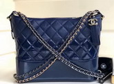 Chanel Hobo Handbag Chanel S Gabrielle Dark Blue Goatskin and Patent Goatskin