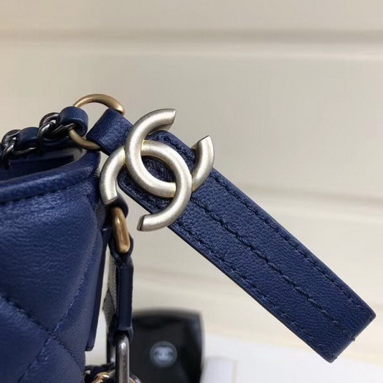 Chanel Hobo Handbag Chanel S Gabrielle Dark Blue Goatskin and Patent Goatskin