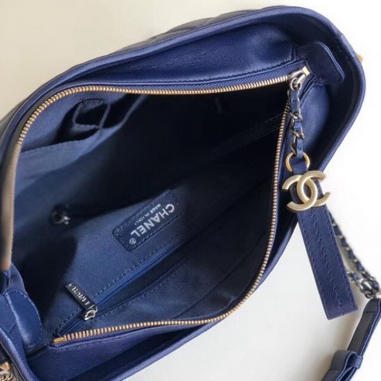 Chanel Hobo Handbag Chanel S Gabrielle Dark Blue Goatskin and Patent Goatskin