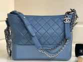 Chanel Hobo Handbag Chanel S Gabrielle Light Blue Goatskin and Patent Goatskin