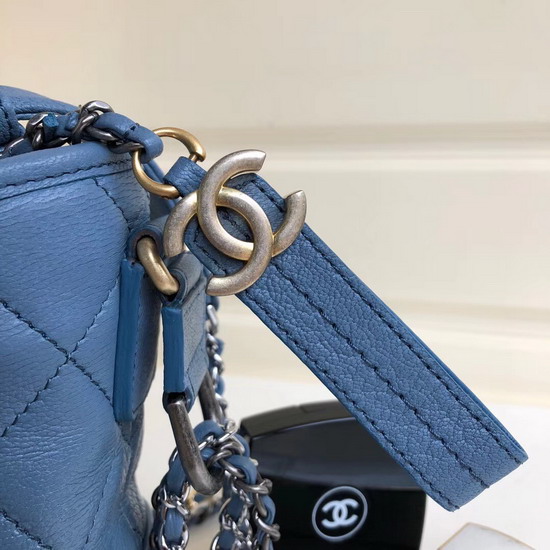 Chanel Hobo Handbag Chanel S Gabrielle Light Blue Goatskin and Patent Goatskin