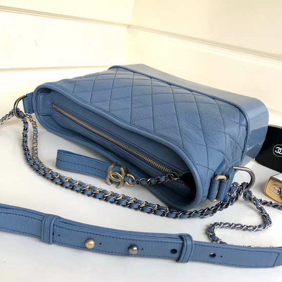 Chanel Hobo Handbag Chanel S Gabrielle Light Blue Goatskin and Patent Goatskin