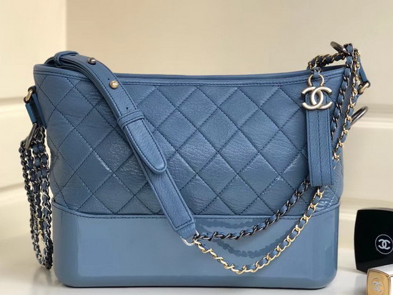 Chanel Hobo Handbag Chanel S Gabrielle Light Blue Goatskin and Patent Goatskin