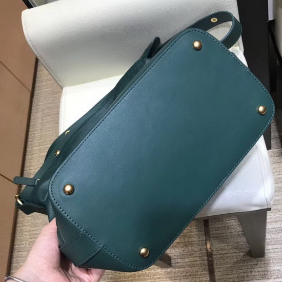 Chanel Hobo Handbag Dark Green Grained Calfskin