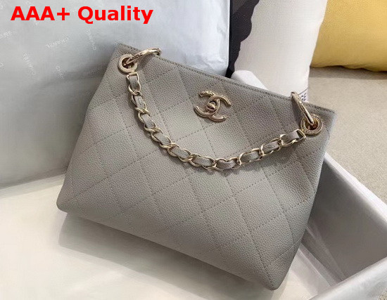 Chanel Hobo Handbag Grey Grained Calfskin Replica