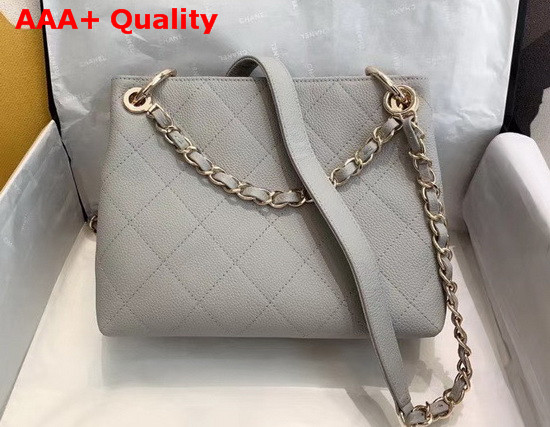 Chanel Hobo Handbag Grey Grained Calfskin Replica