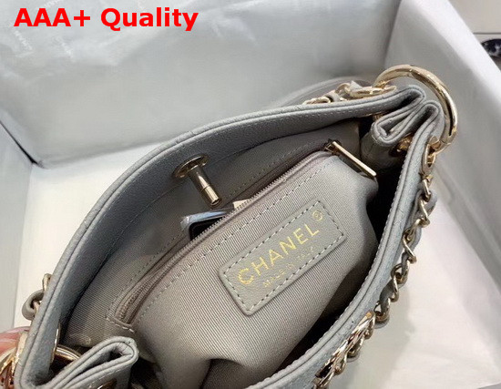 Chanel Hobo Handbag Grey Grained Calfskin Replica