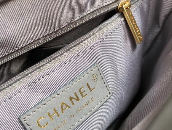 Chanel Hobo Handbag Light Blue Lambskin