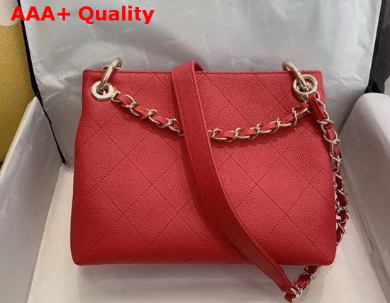 Chanel Hobo Handbag Red Grained Calfskin Replica