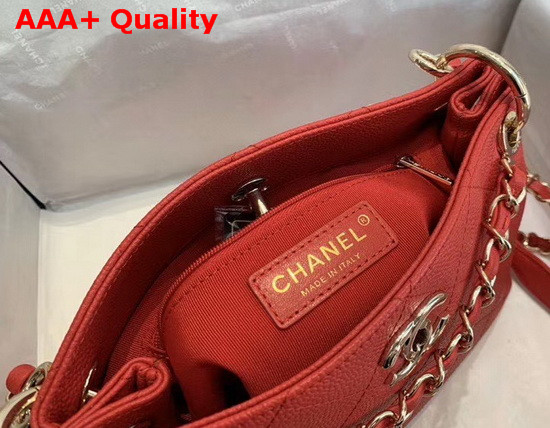 Chanel Hobo Handbag Red Grained Calfskin Replica