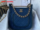 Chanel Hobo Handbag Washed Denim Gold Tone Metal Blue Ref AS4532 Replica