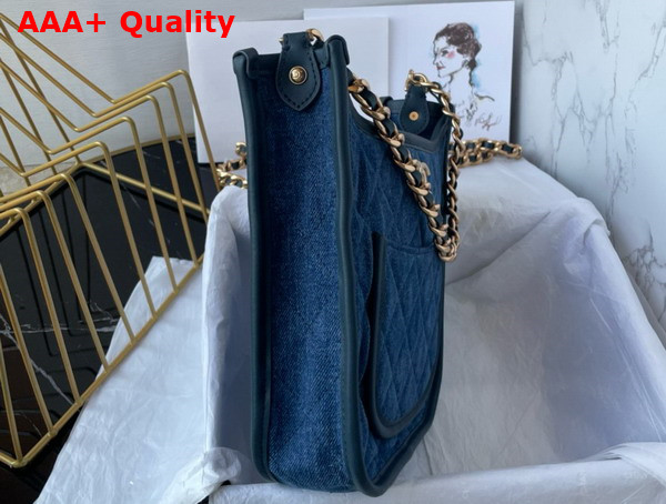 Chanel Hobo Handbag Washed Denim Gold Tone Metal Blue Ref AS4532 Replica