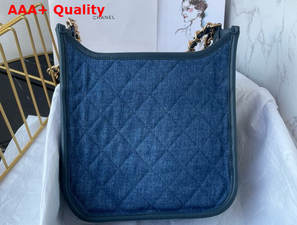 Chanel Hobo Handbag Washed Denim Gold Tone Metal Blue Ref AS4532 Replica