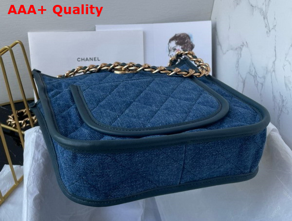 Chanel Hobo Handbag Washed Denim Gold Tone Metal Blue Ref AS4532 Replica