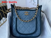 Chanel Hobo Handbag Washed Denim Gold Tone Metal Light Blue Ref AS4532 Replica