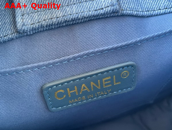 Chanel Hobo Handbag Washed Denim Gold Tone Metal Light Blue Ref AS4532 Replica