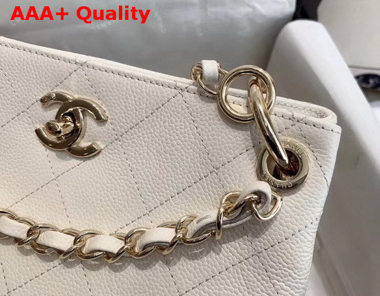 Chanel Hobo Handbag White Grained Calfskin Replica