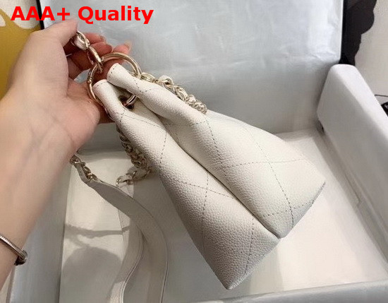 Chanel Hobo Handbag White Grained Calfskin Replica